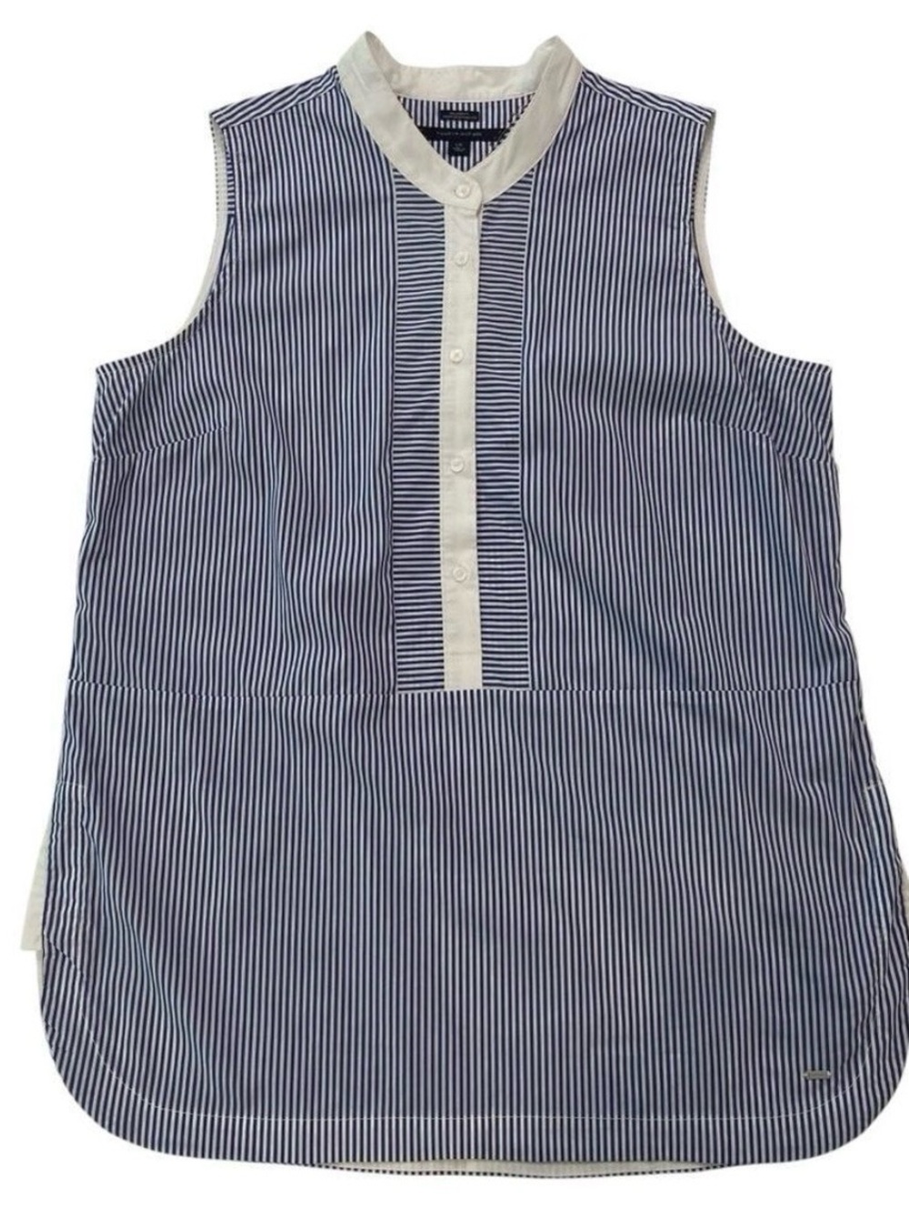 Tommy Hilfiger Nautical tunic top button up blouse blue&white Stripes sleeveless